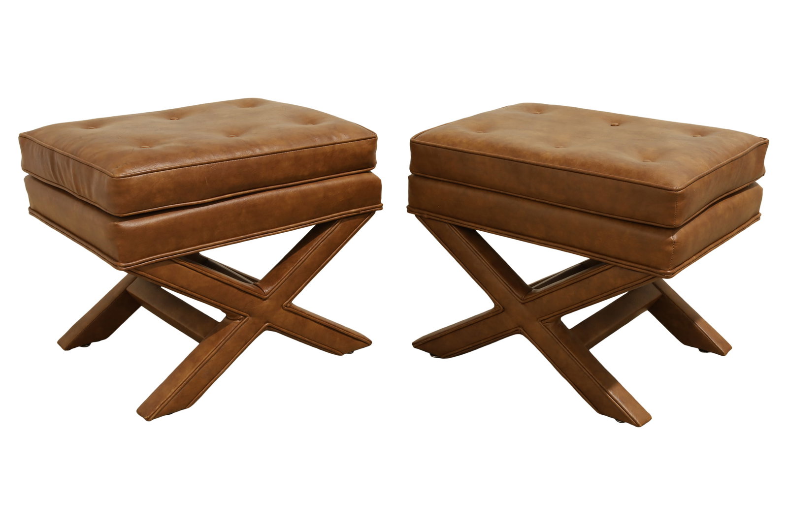 Mid Century Modern "X" Base Benches - Pair (1 of 5)