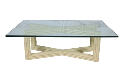 Faux Bamboo Glass Top Coffee Table