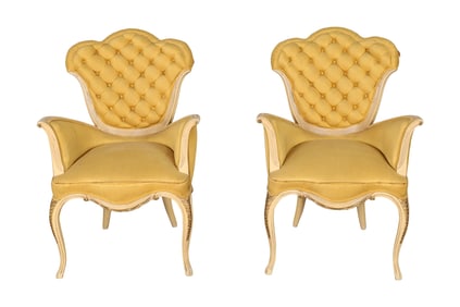 Draper Style Sculpted Lounge Chairs - Pair