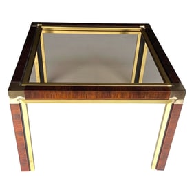 Faux Tortoise Shell and Brass Accent Table