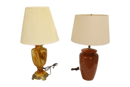 French Art Glass Lamp & Porcelain Lamp