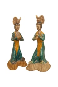 Oriental Pottery Figures - Pair