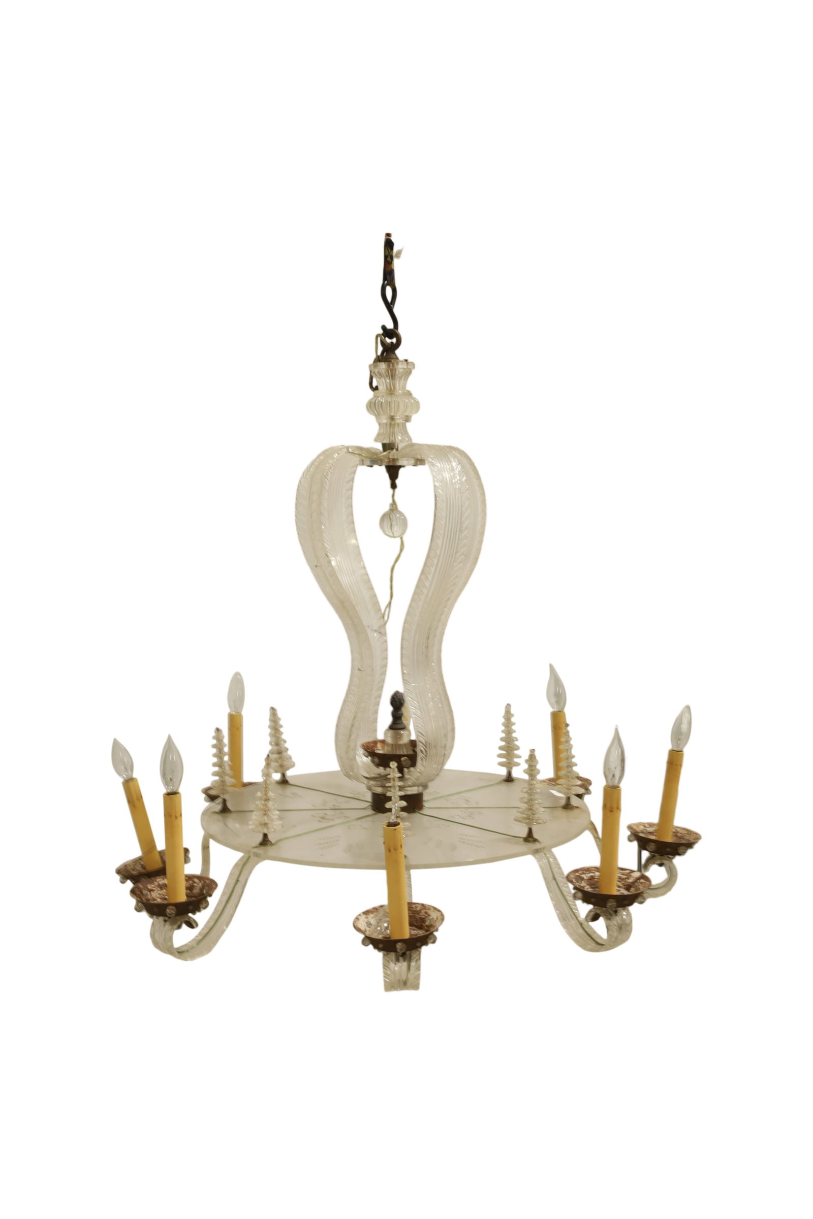 Lucite Chandelier: A Lucite Chandelier Dimensions:38x37