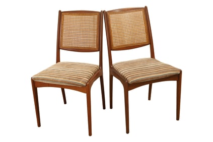Swedish Teak & Cane Side Chairs - Pair