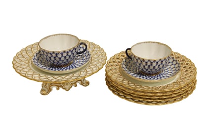 Porcelain Cake Set & Russian Tea set