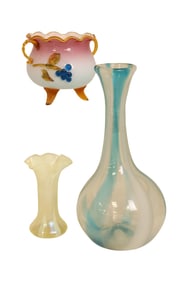Art Glass Bowl & 2 Vases