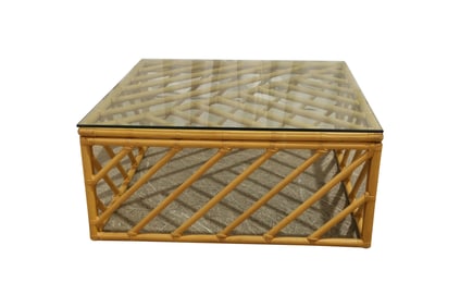Rattan Glass Top Coffee Table