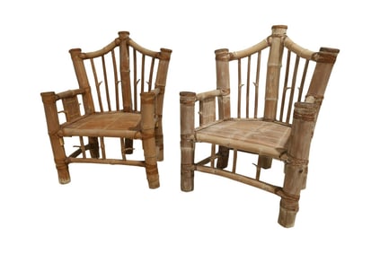 Oversized Bamboo Chairs - Pair