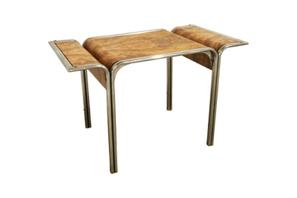 Chrome & Laminate Faux Burl Table