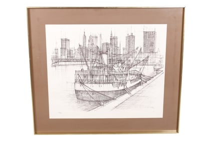 Eric Nivelle - Harbor Lithograph