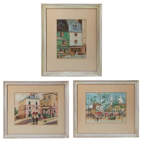 Three Watercolors Paris - Signed