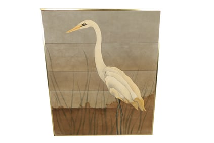 Large Heron Suede Art