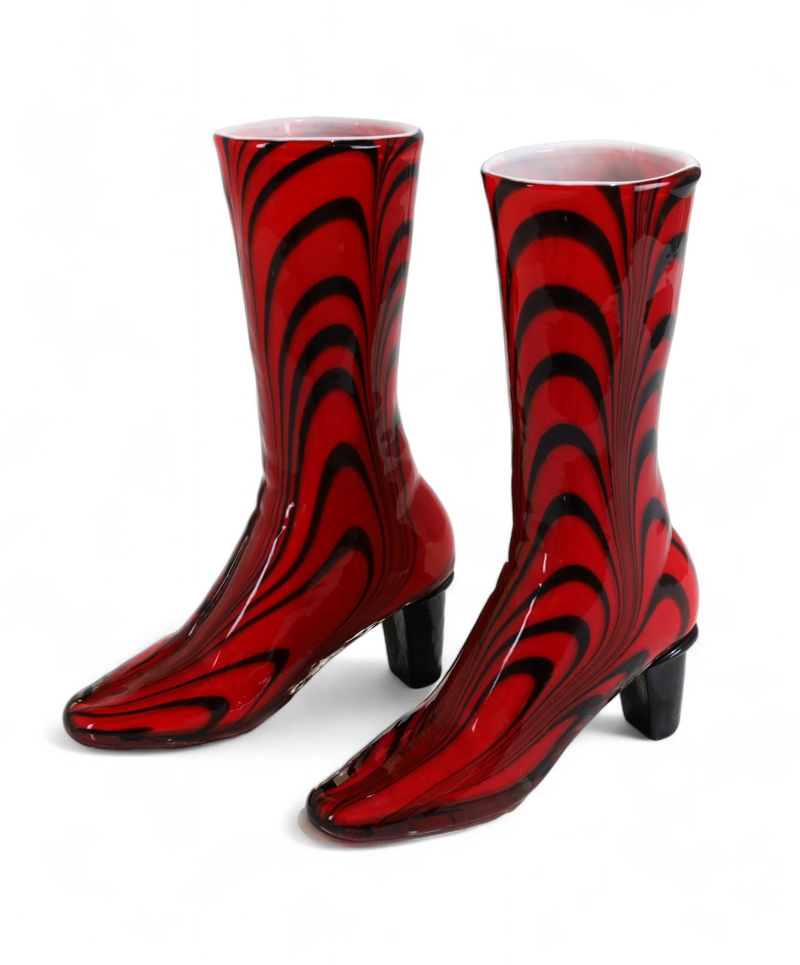 Murano "High Heels" Boots - Pair: A pair of Murano glass "High Heels" boots Dimensions:13x10