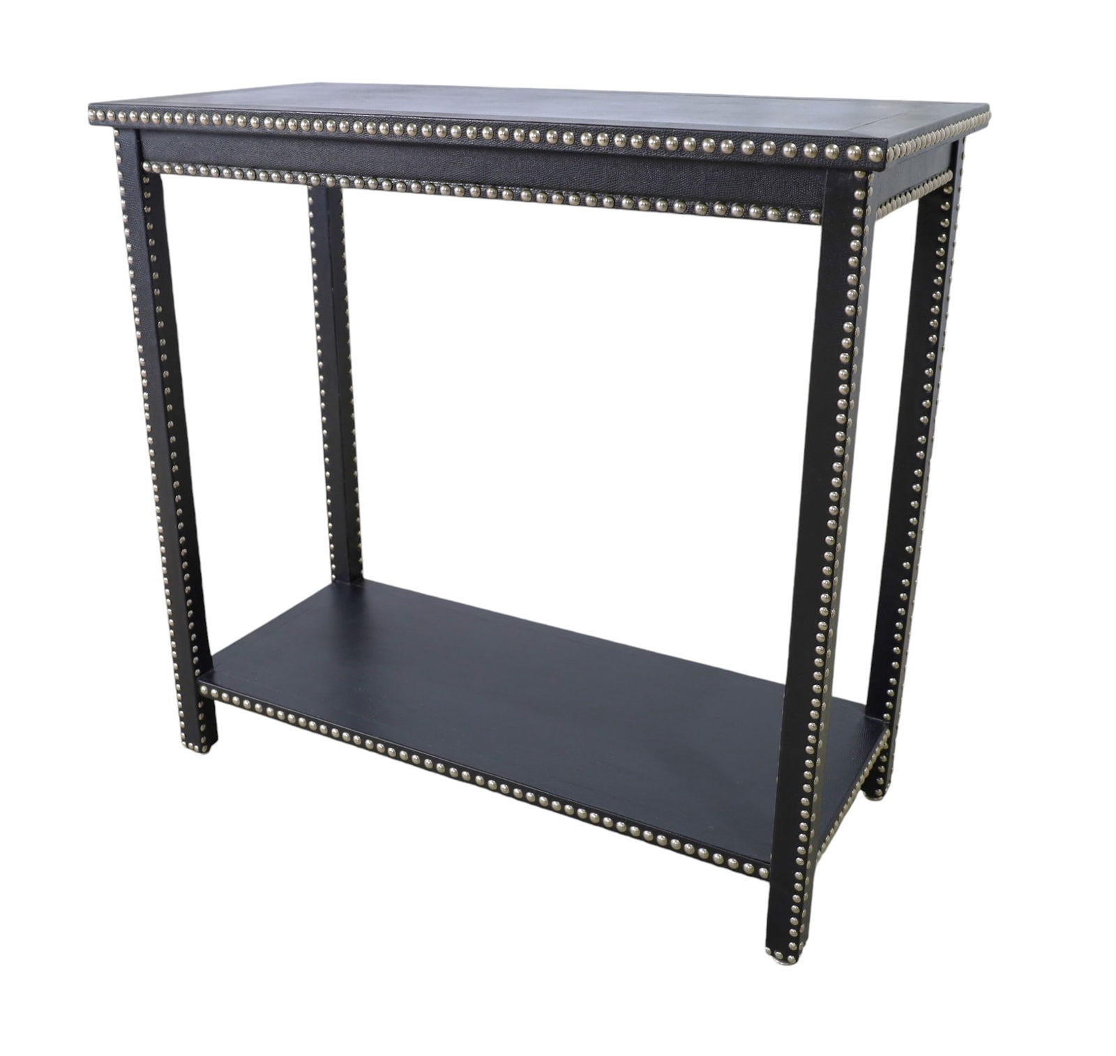 Black Leather Console Table (1 of 7)