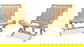 Hans Wegner Style Folding Chairs - Pair
