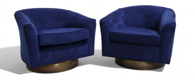 Plinth Base Swivel Chairs - Pair