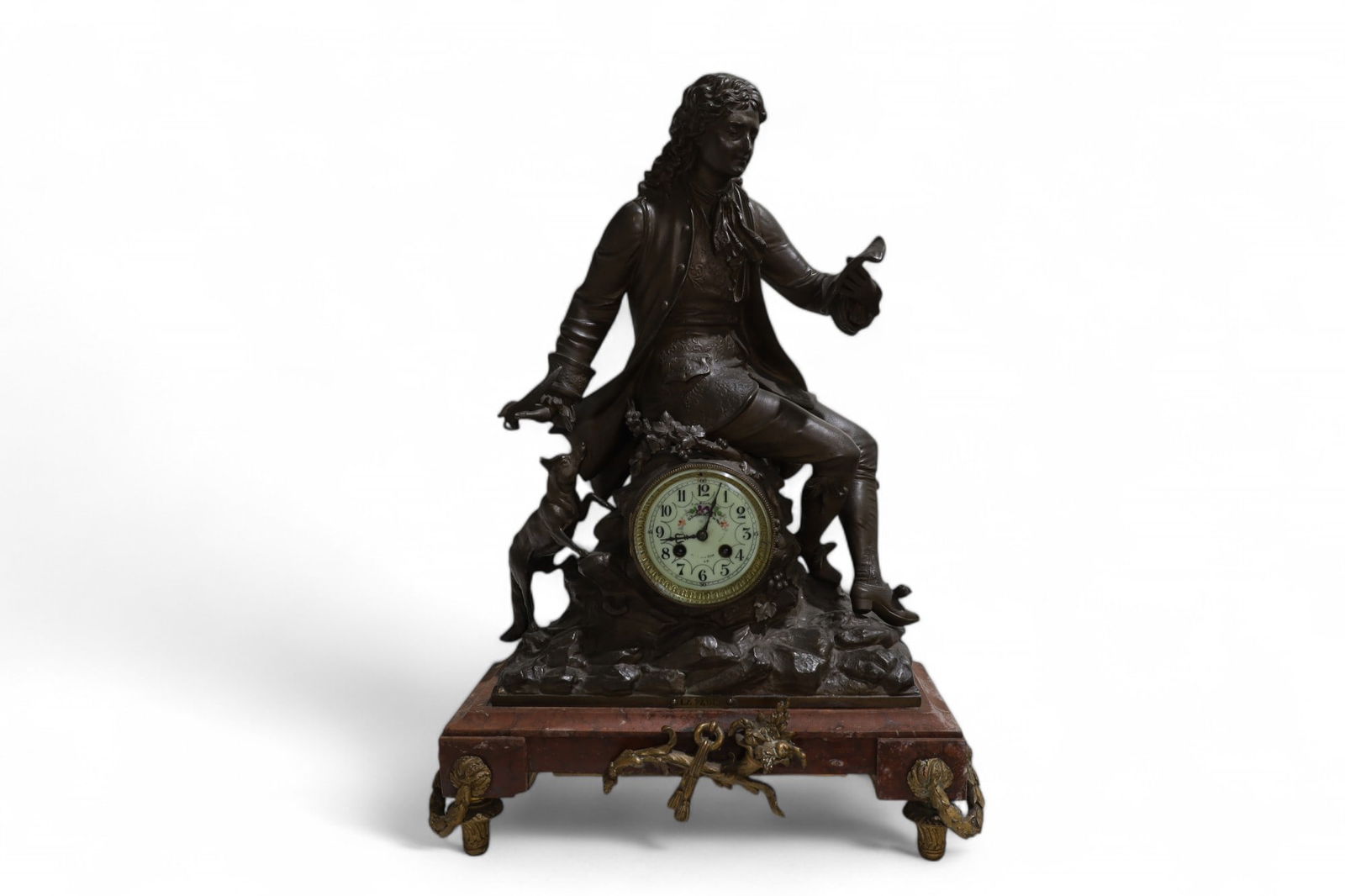 Antique French Figural Bronze & Marble Clock (1 of 13)