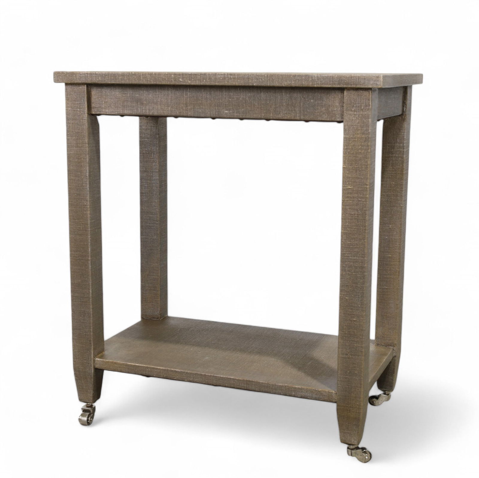 Karl Springer 2 Tier Linen Wrapped  Parsons Table (1 of 10)