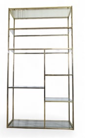 Milo Baughman Style Brass Finish Etagere