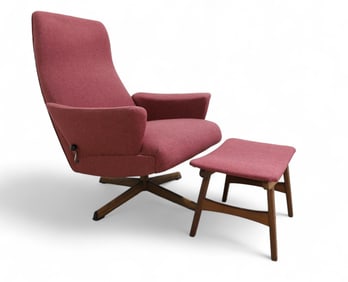 Danish Swivel Recliner & Ottoman