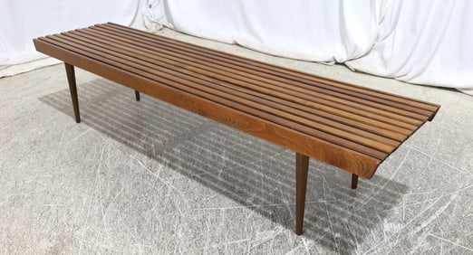 6 Foot Walnut Slat Bench