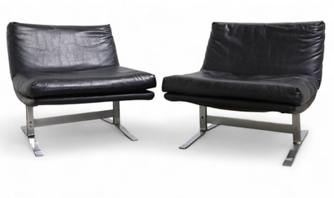 Pearsall Chrome Lounge Chairs - Pair