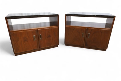 Walnut and Marble End Stands - Pair