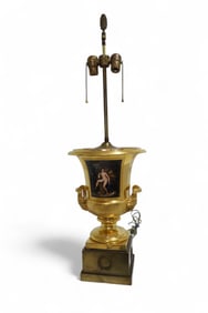 French Painted Portrait Lamp