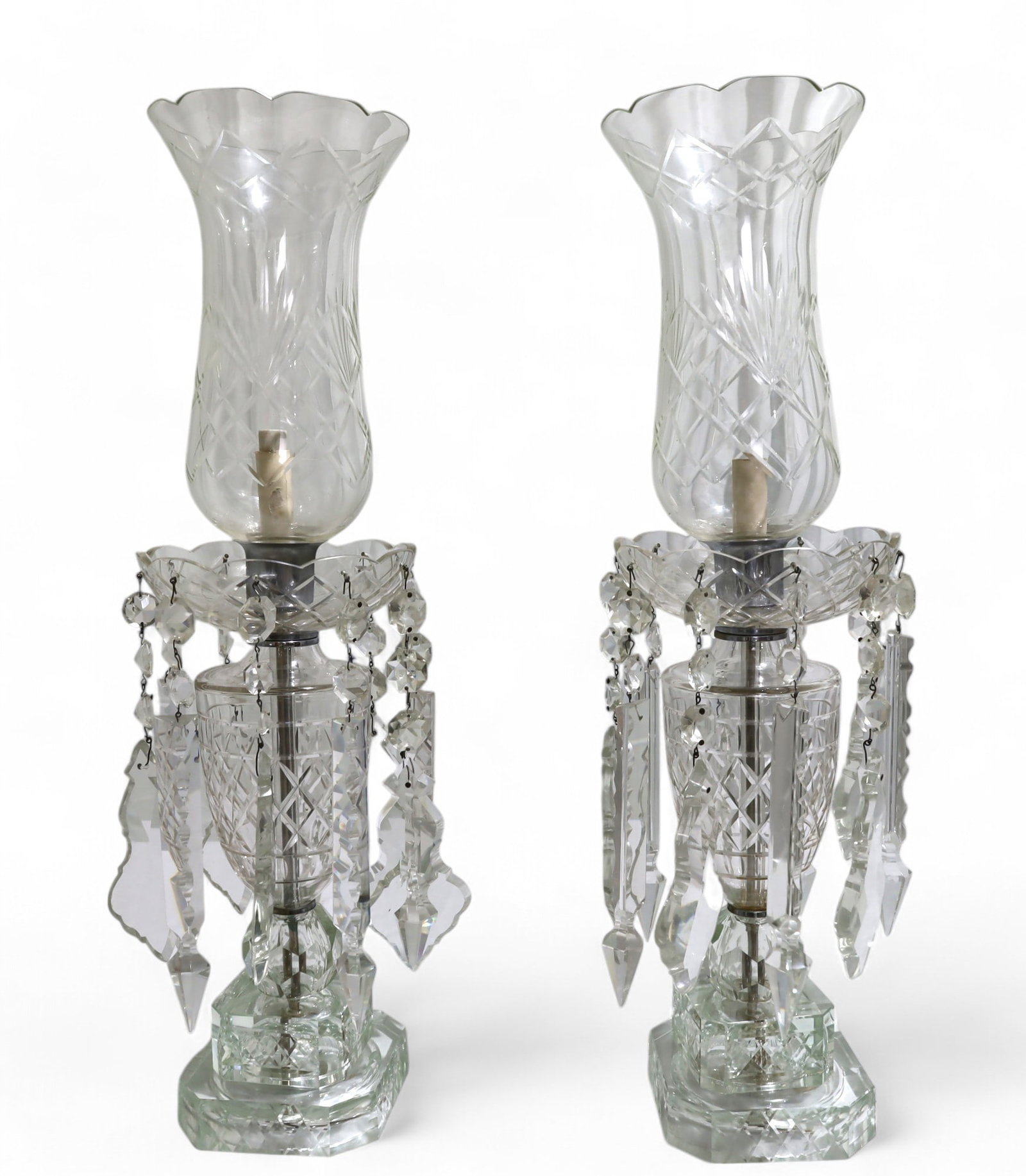 Crystal Hurricane Lamps - Pair (1 of 8)