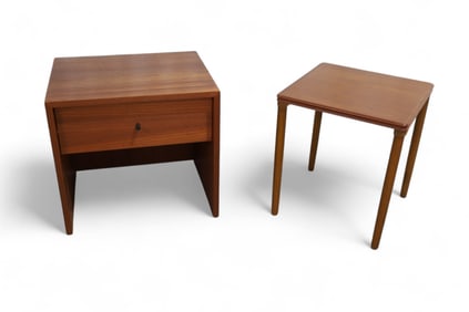 Teak End Table & 1 Drawer Stand