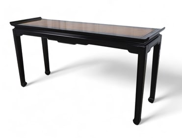 Ethan Allen Chinese Modern Ebony & Burl Console