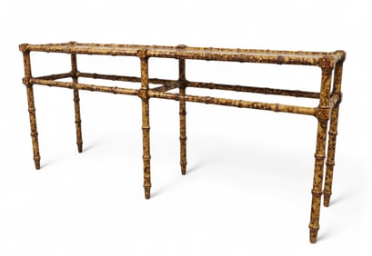 Faux Burl & Bamboo Console Table