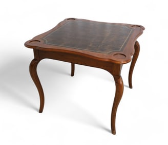 Baker Leather Top Card Table