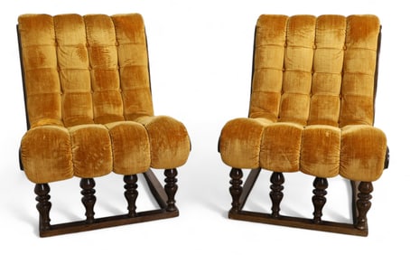 Hollywood Regency Lounge Chairs - Pair