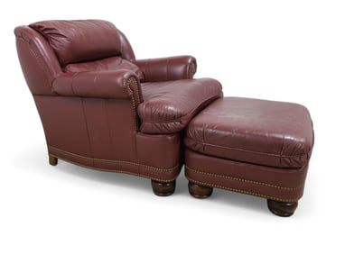 Hancock & Moore Leather Library Chair & Ottoman