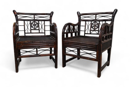 Rattan Arm Chairs - Pair