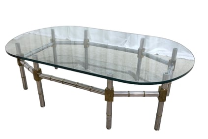 Faux Bamboo Chrome, Brass &  Glass Coffee Table