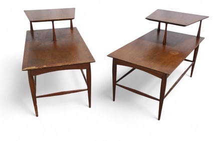 Mid Century Walnut Step Tables - Pair