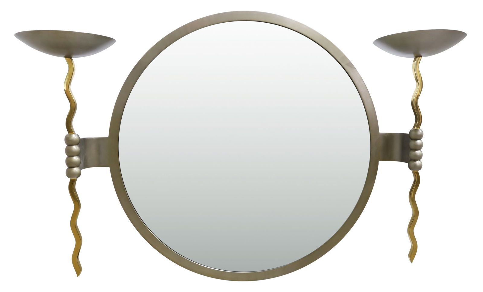 Round Brushed Steel Mirror with Torches (1 of 8)