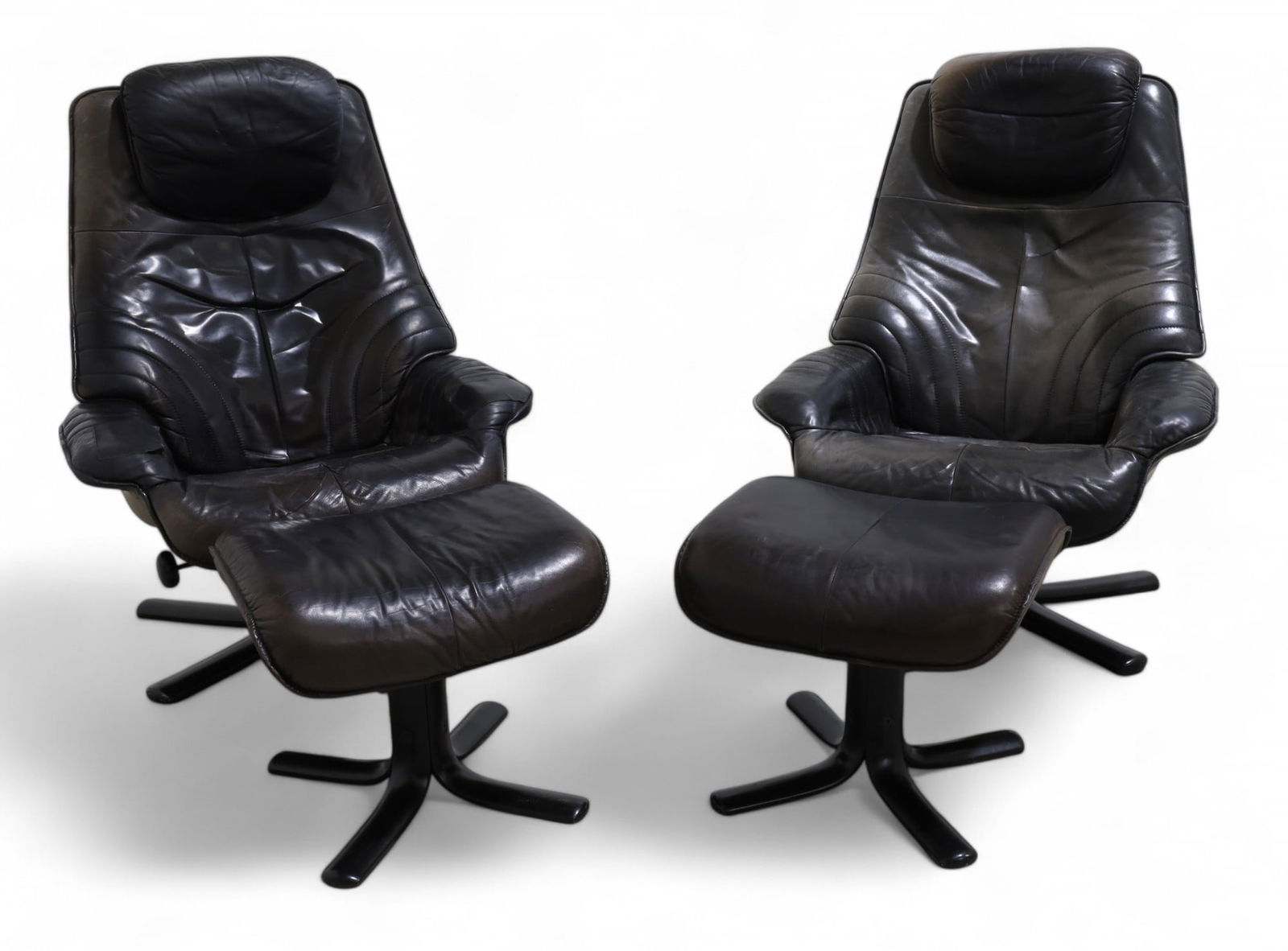 Skipper Mogler Leather Chairs & Ottomans - Pair (1 of 8)
