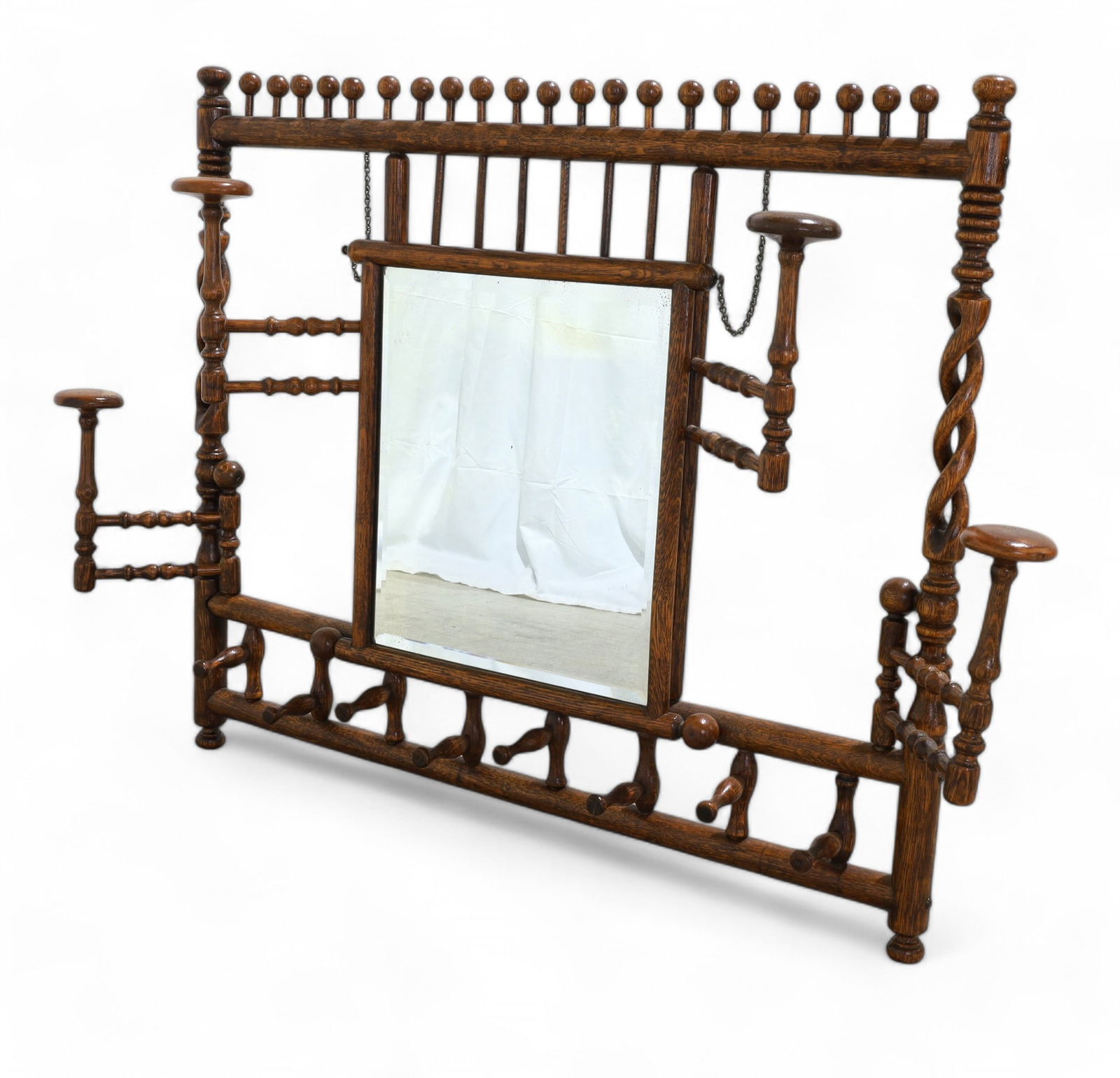 Antique Stick and Ball Oak Hat Rack (1 of 9)