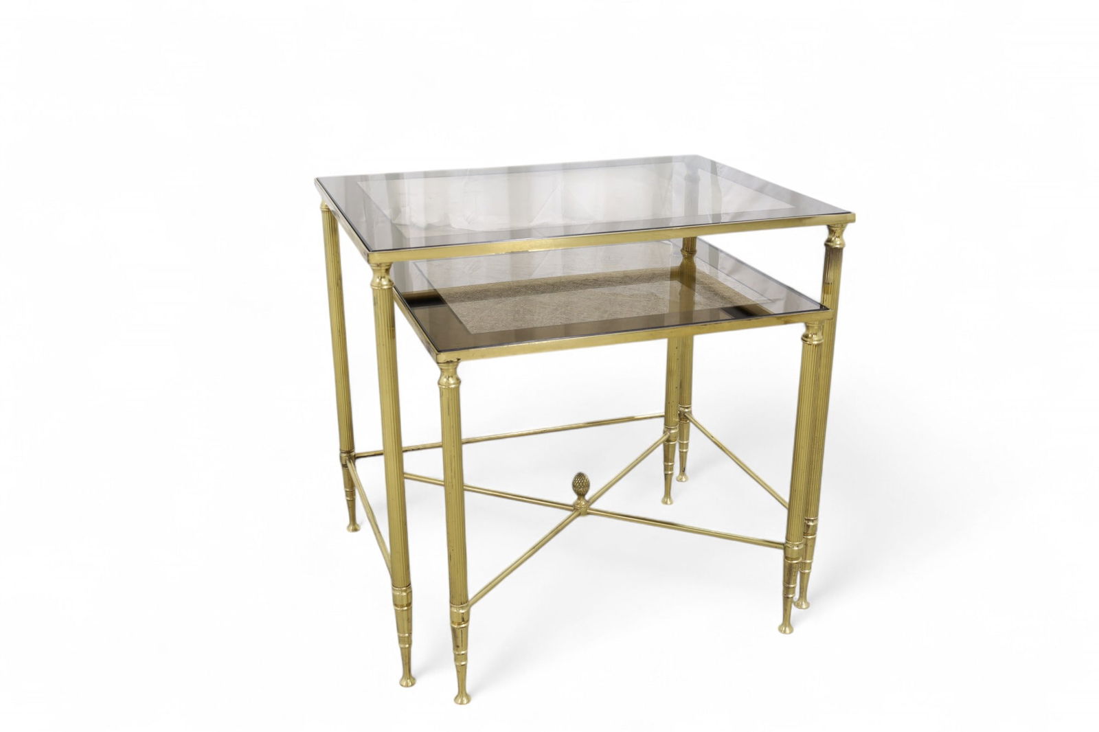 Brass and smoked Glass Nesting Tables - 2 (1 of 11)