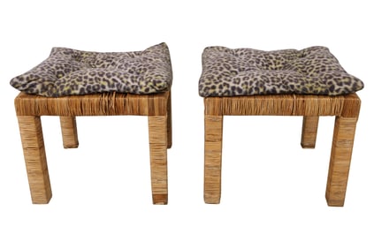 Wicker Stools - Pair