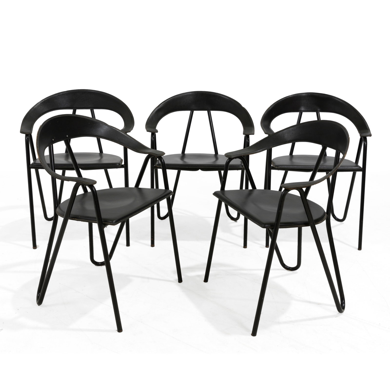 Italian Leather Chairs - 5: Description - Five Italian leather chairs. Dimensions - 32" x 24" x 17"