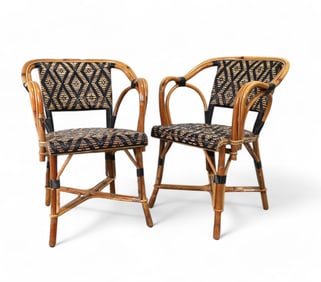 Rattan Cafe Chairs - Pair