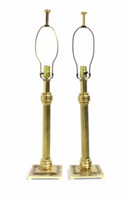 Brass Column Lamps - Pair