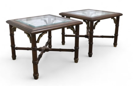 Faux Bamboo End Tables - Pair