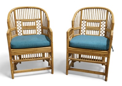 Brighton Pavilion Bamboo Arm Chairs - Pair
