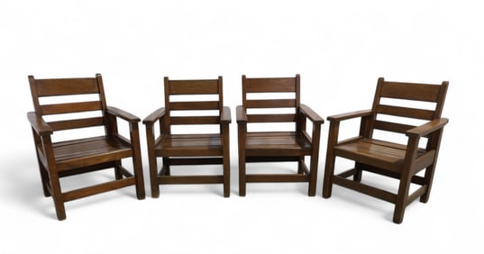 L& JG Stickley Style Arm Chairs - 4