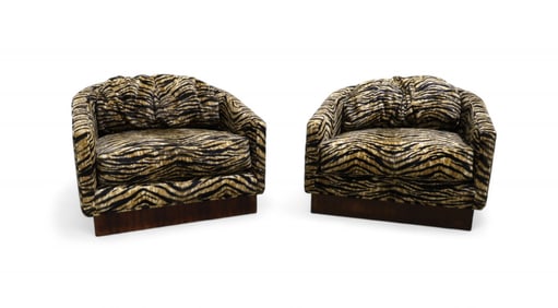 Drexel - Plinth Base Barrel Chairs - Pair